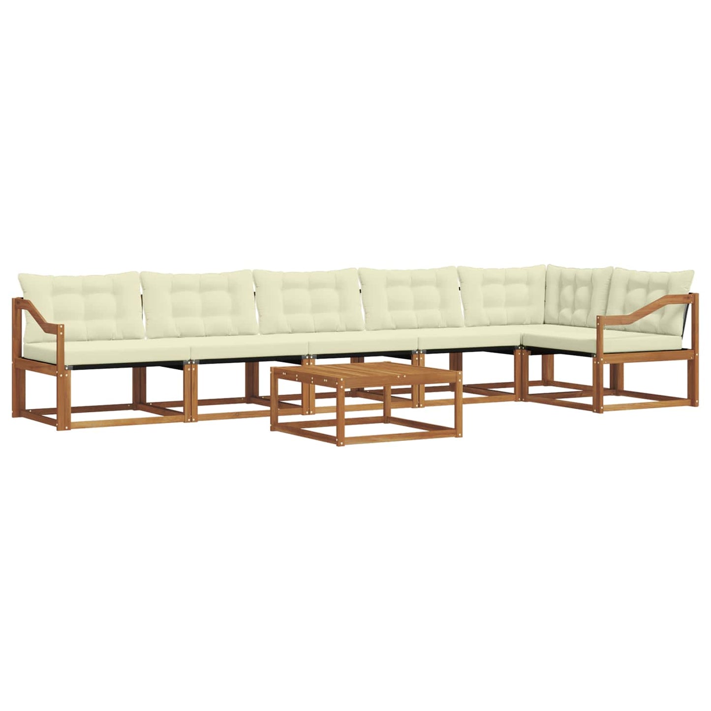 vidaXL Σειρά Καναπέ Εξωτερικού με μαξιλάρι 7 pcs Φυσικό και Κρέμα