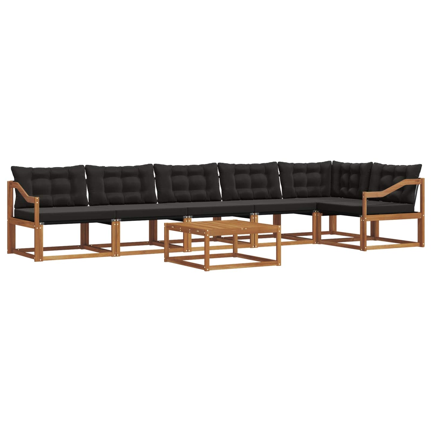 vidaXL Σειρά Καναπέ Εξωτερικού με μαξιλάρι 7 pcs Φυσικό και Μαύρο