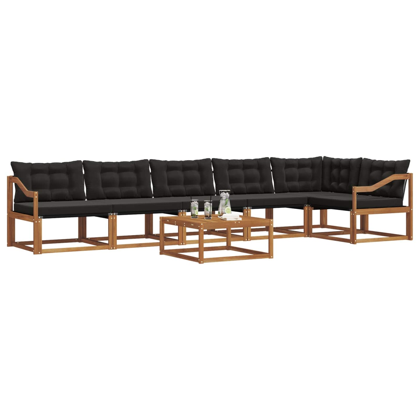 vidaXL Σειρά Καναπέ Εξωτερικού με μαξιλάρι 7 pcs Φυσικό και Μαύρο