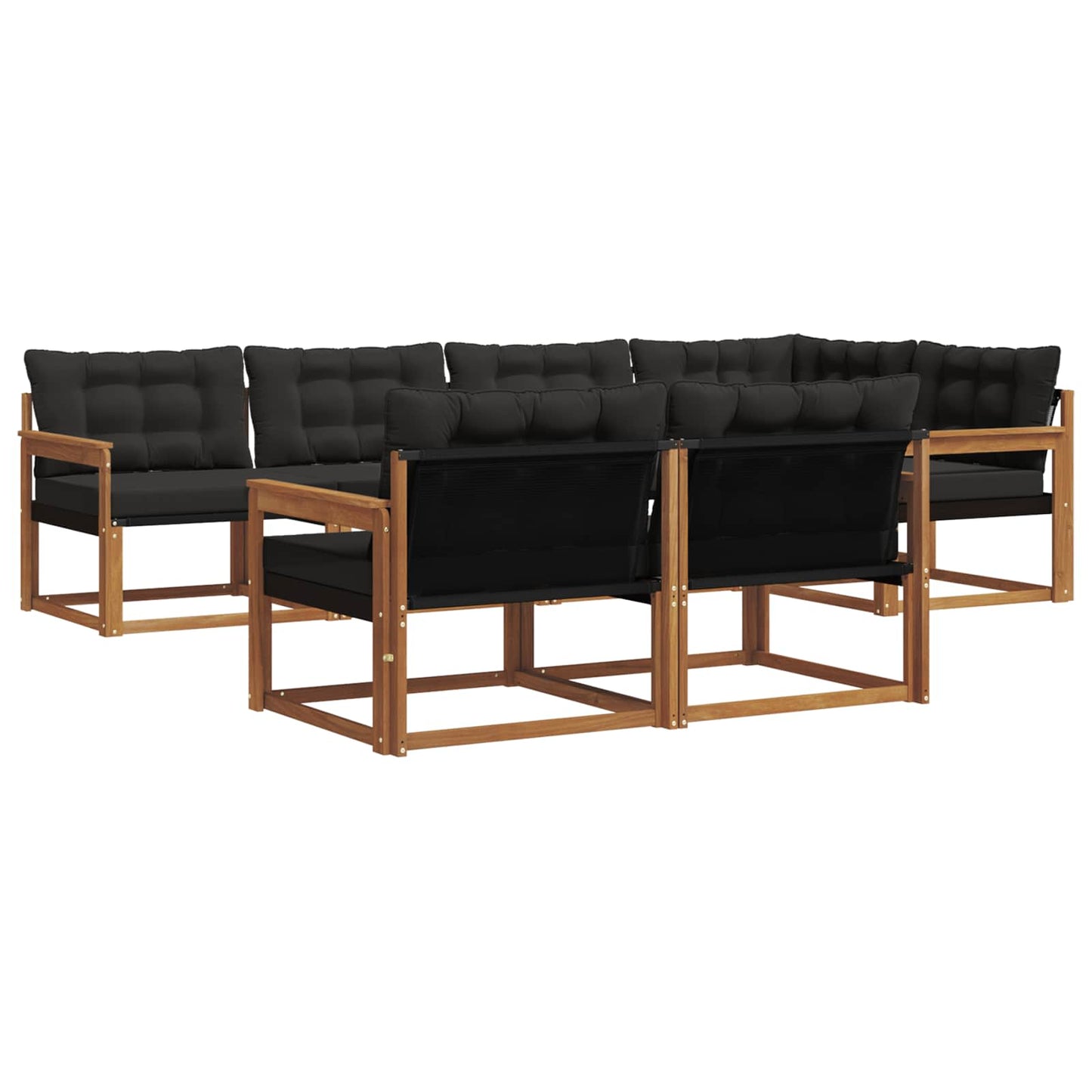 vidaXL Σειρά Καναπέ Εξωτερικού με μαξιλάρι 7 pcs Φυσικό και Μαύρο