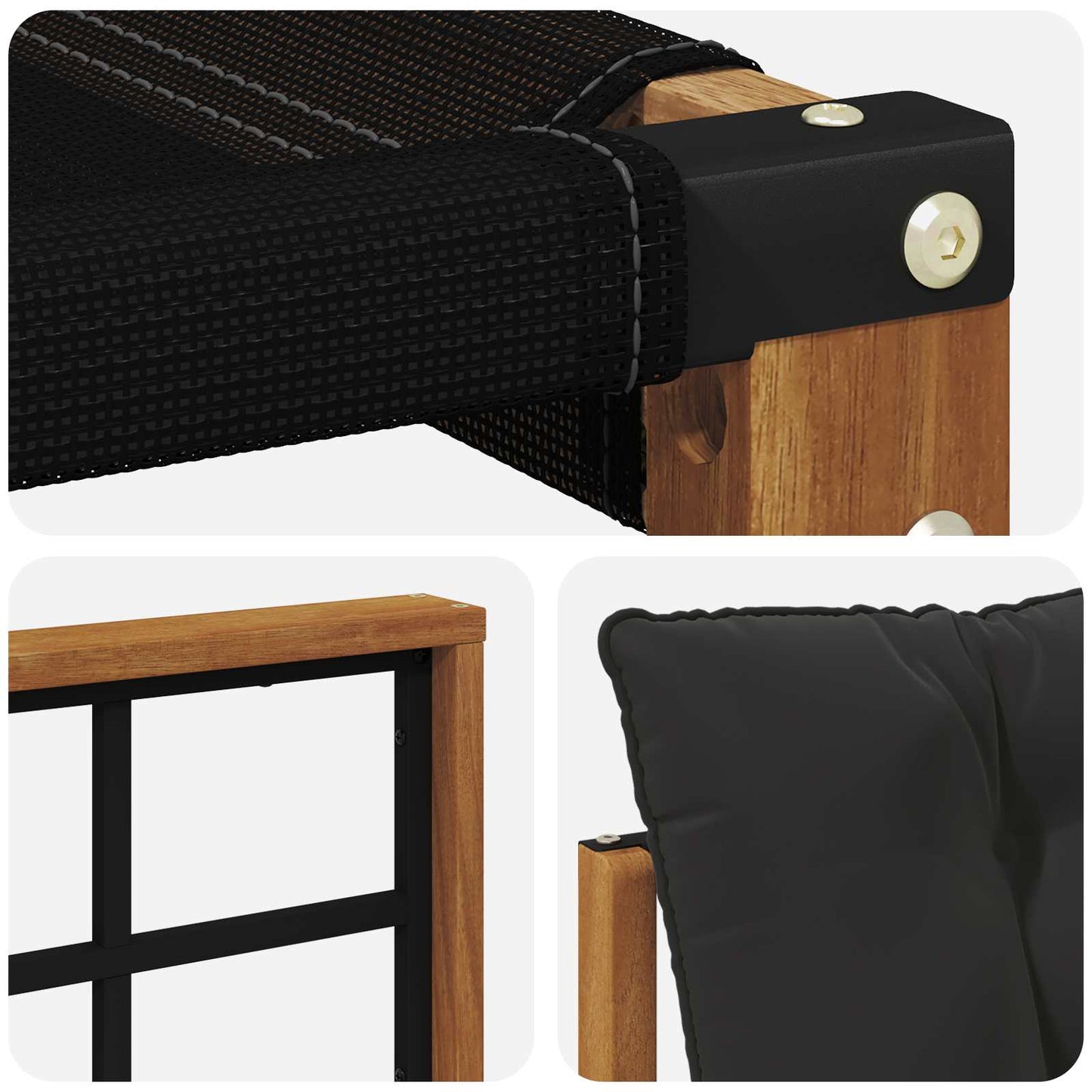 vidaXL Σειρά Καναπέ Εξωτερικού με μαξιλάρι 7 pcs Φυσικό και Μαύρο