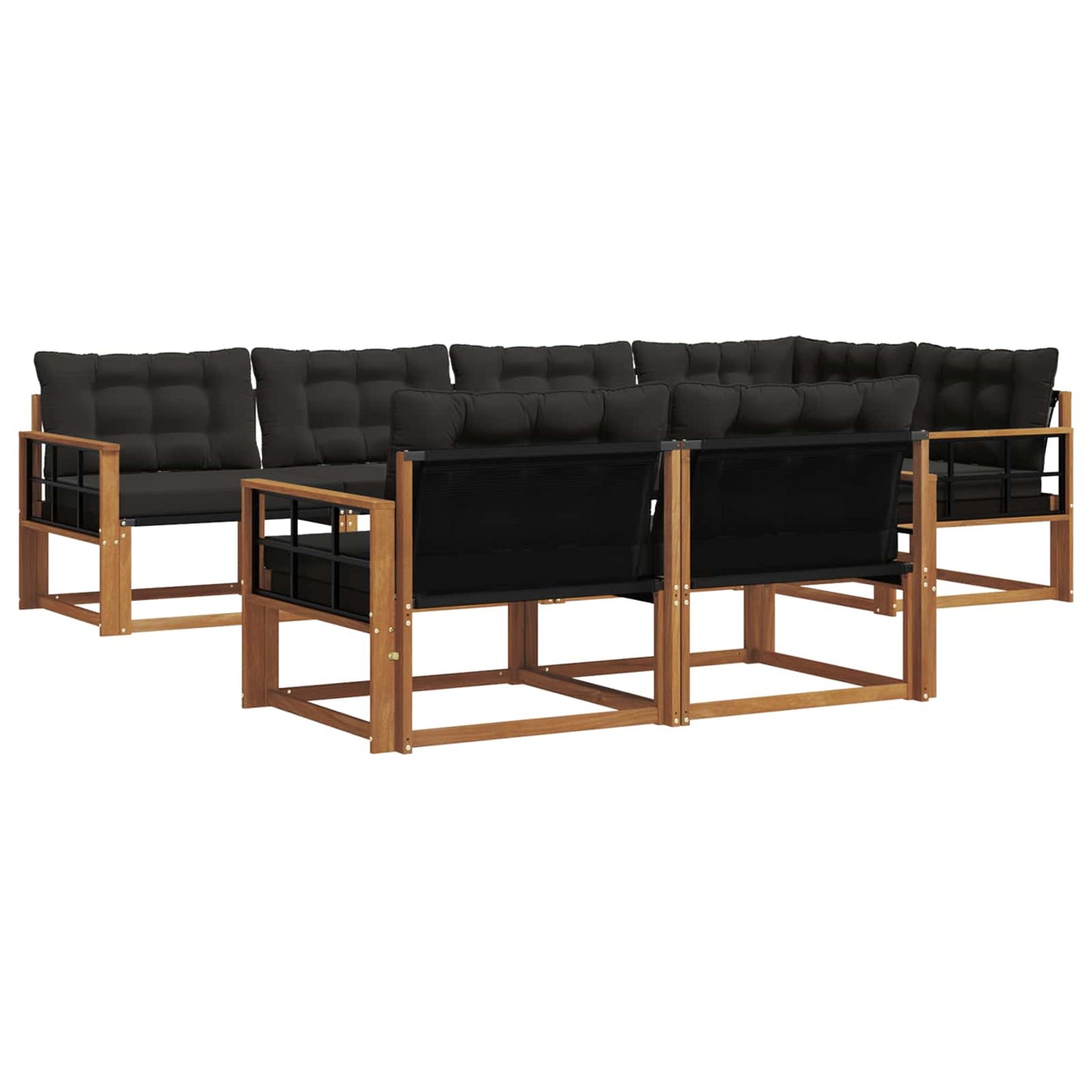 vidaXL Σειρά Καναπέ Εξωτερικού με μαξιλάρι 7 pcs Φυσικό και Μαύρο