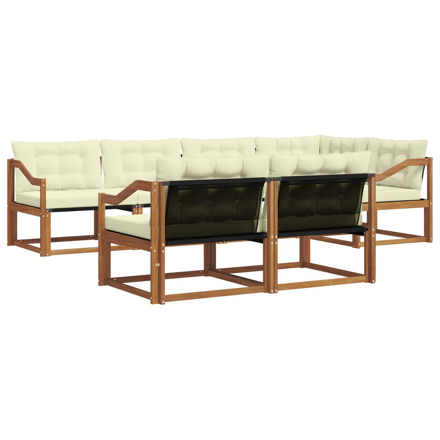 vidaXL Σειρά Καναπέ Εξωτερικού με μαξιλάρι 7 pcs Φυσικό και Κρέμα