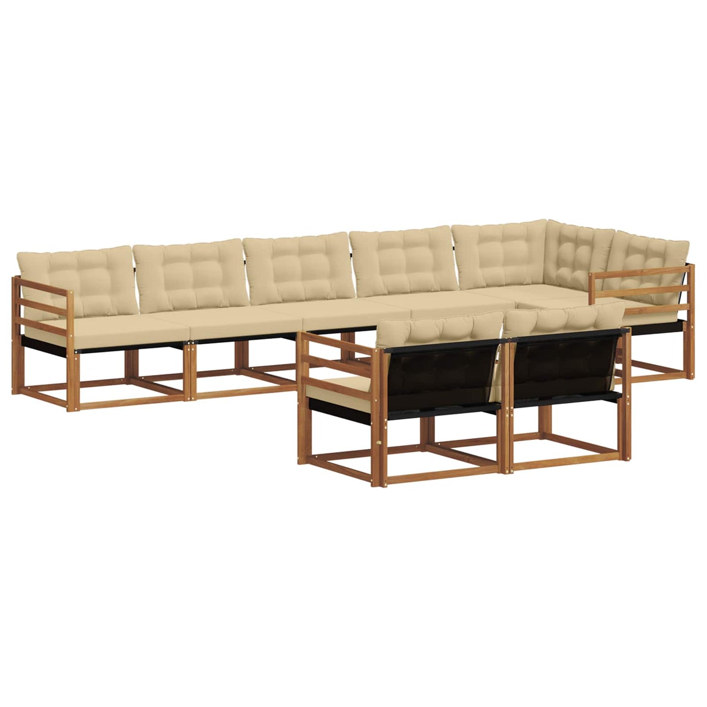 vidaXL Σειρά Καναπέ Εξωτερικού με μαξιλάρι 8 pcs Φυσικό και Μπεζ