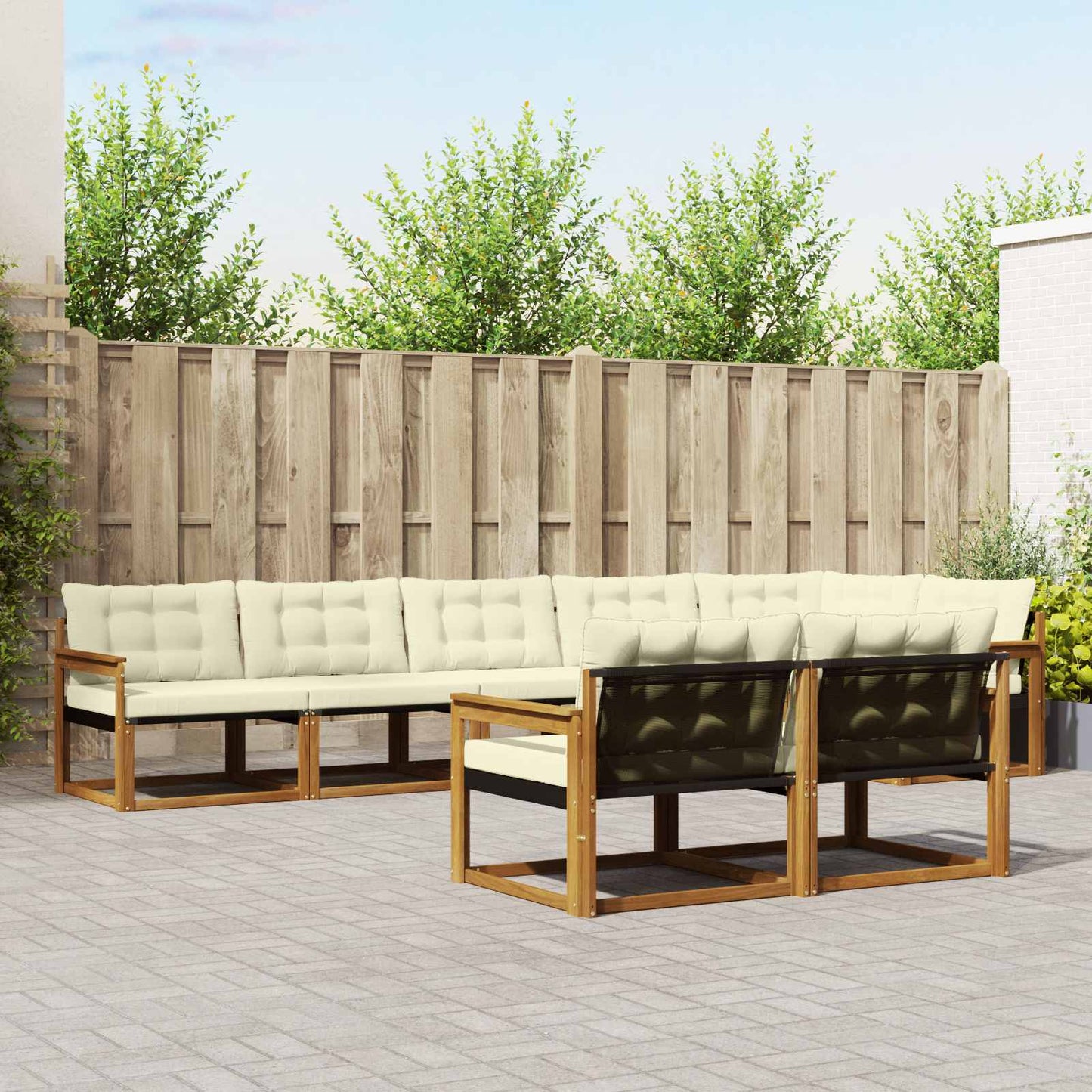 vidaXL Σειρά Καναπέ Εξωτερικού με μαξιλάρι 8 pcs Φυσικό και Κρέμα