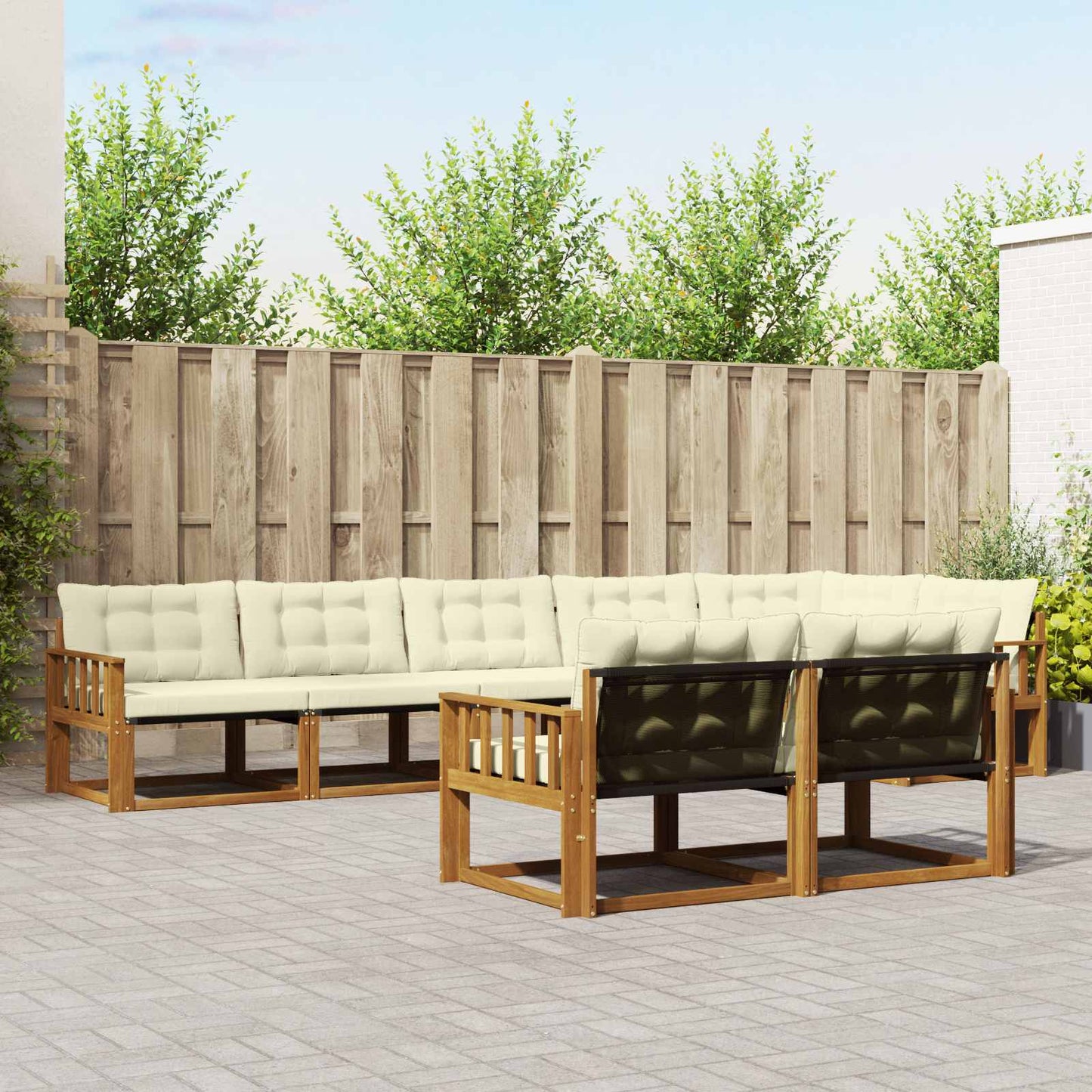 vidaXL Σειρά Καναπέ Εξωτερικού με μαξιλάρι 8 pcs Φυσικό και Κρέμα