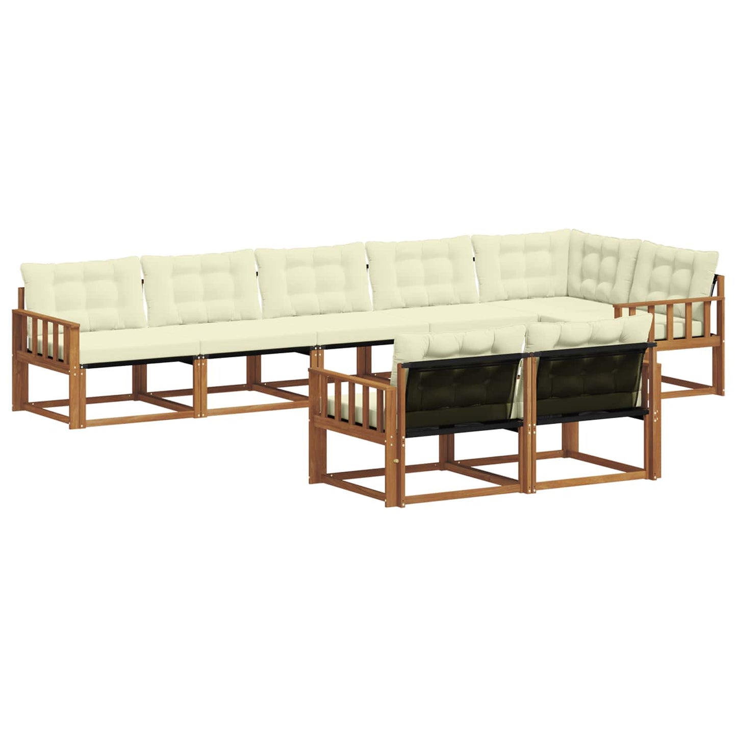 vidaXL Σειρά Καναπέ Εξωτερικού με μαξιλάρι 8 pcs Φυσικό και Κρέμα