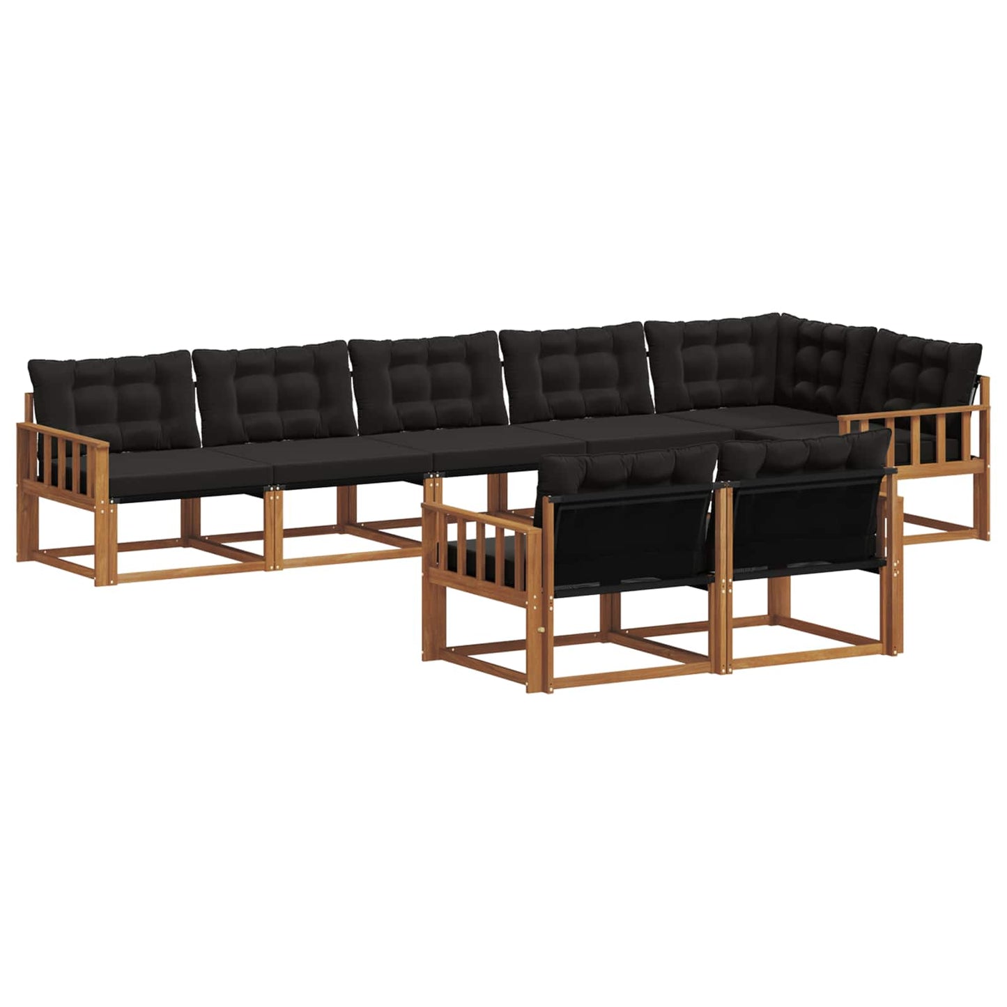 vidaXL Σειρά Καναπέ Εξωτερικού με μαξιλάρι 8 pcs Φυσικό και Μαύρο