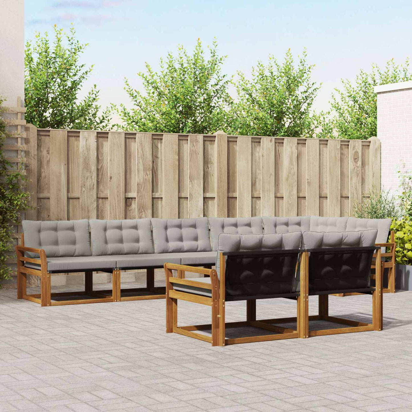 vidaXL Σειρά Καναπέ Εξωτερικού 8 pcs Φυσικό και Ανοιχτό Γκρι