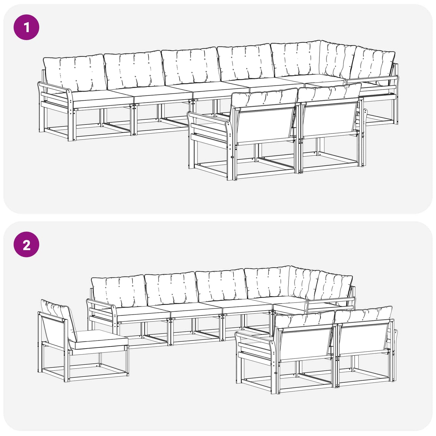 vidaXL Σειρά Καναπέ Εξωτερικού 8 pcs Φυσικό και Ανοιχτό Γκρι