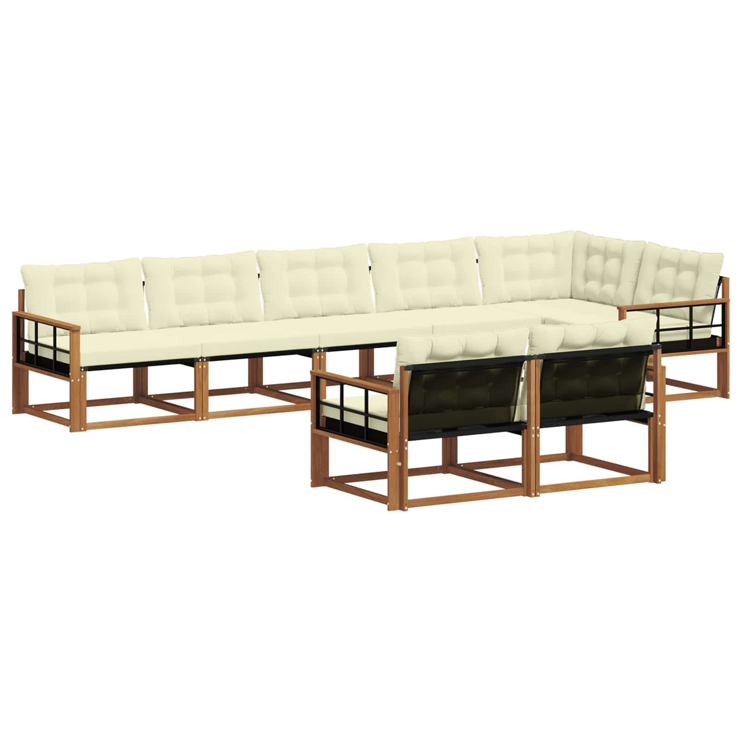 vidaXL Σειρά Καναπέ Εξωτερικού με μαξιλάρι 8 pcs Φυσικό και Κρέμα