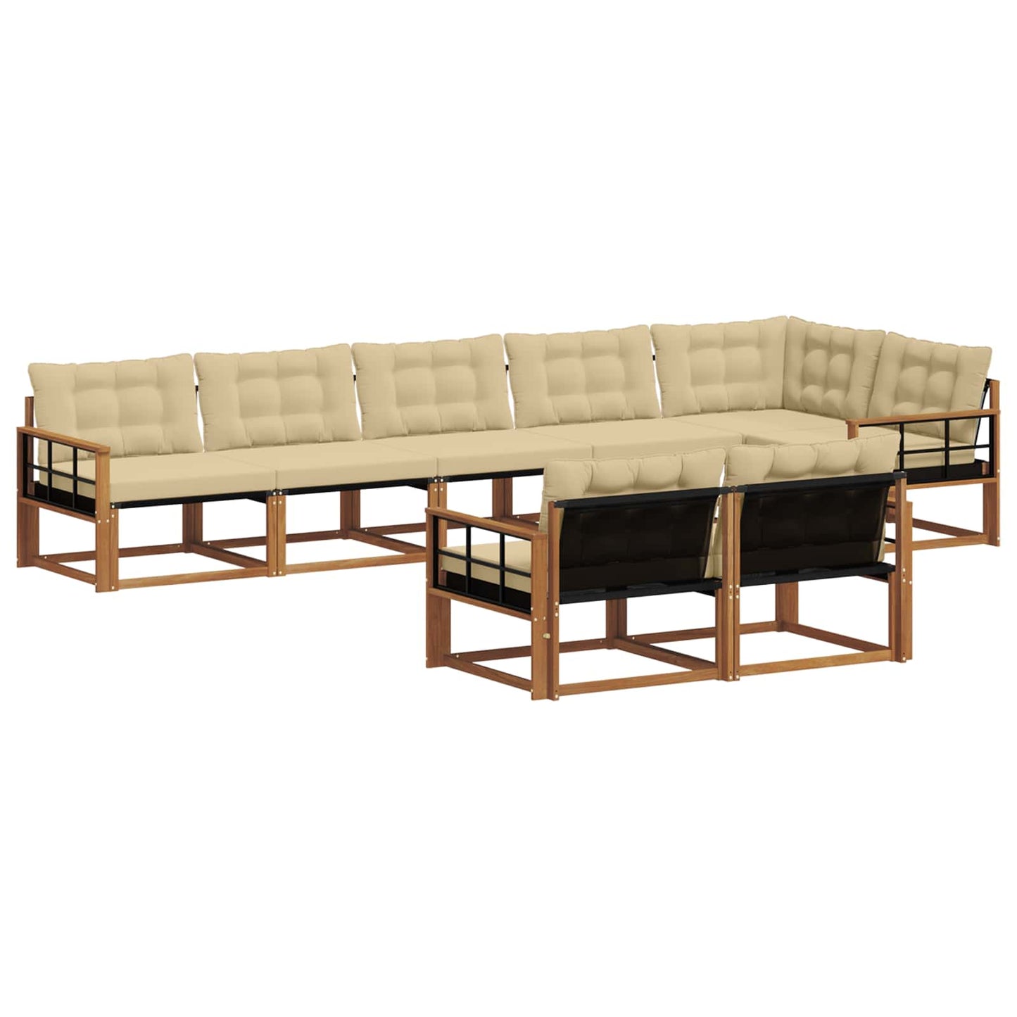 vidaXL Σειρά Καναπέ Εξωτερικού με μαξιλάρι 8 pcs Φυσικό και Μπεζ