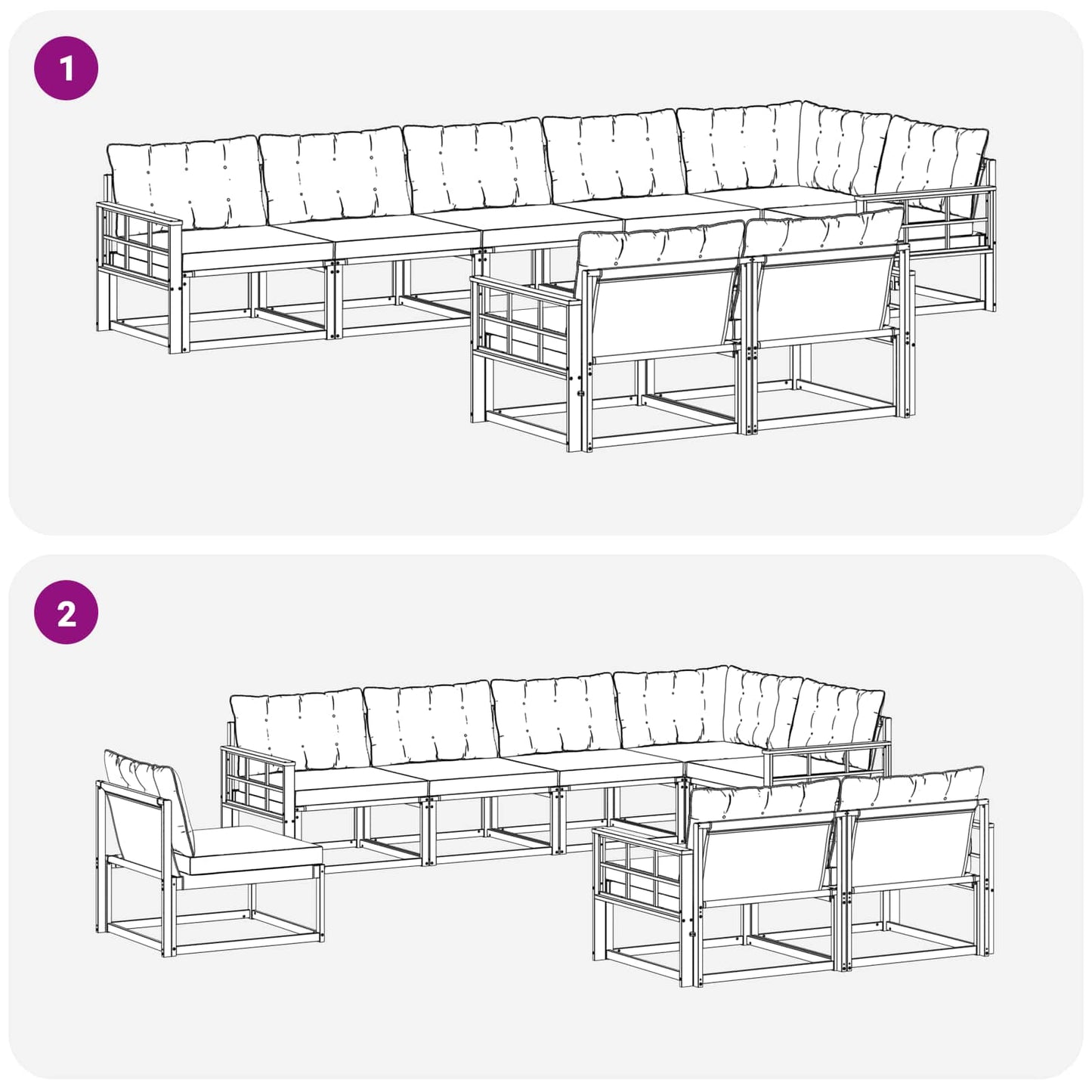 vidaXL Σειρά Καναπέ Εξωτερικού με μαξιλάρι 8 pcs Φυσικό και Μπεζ