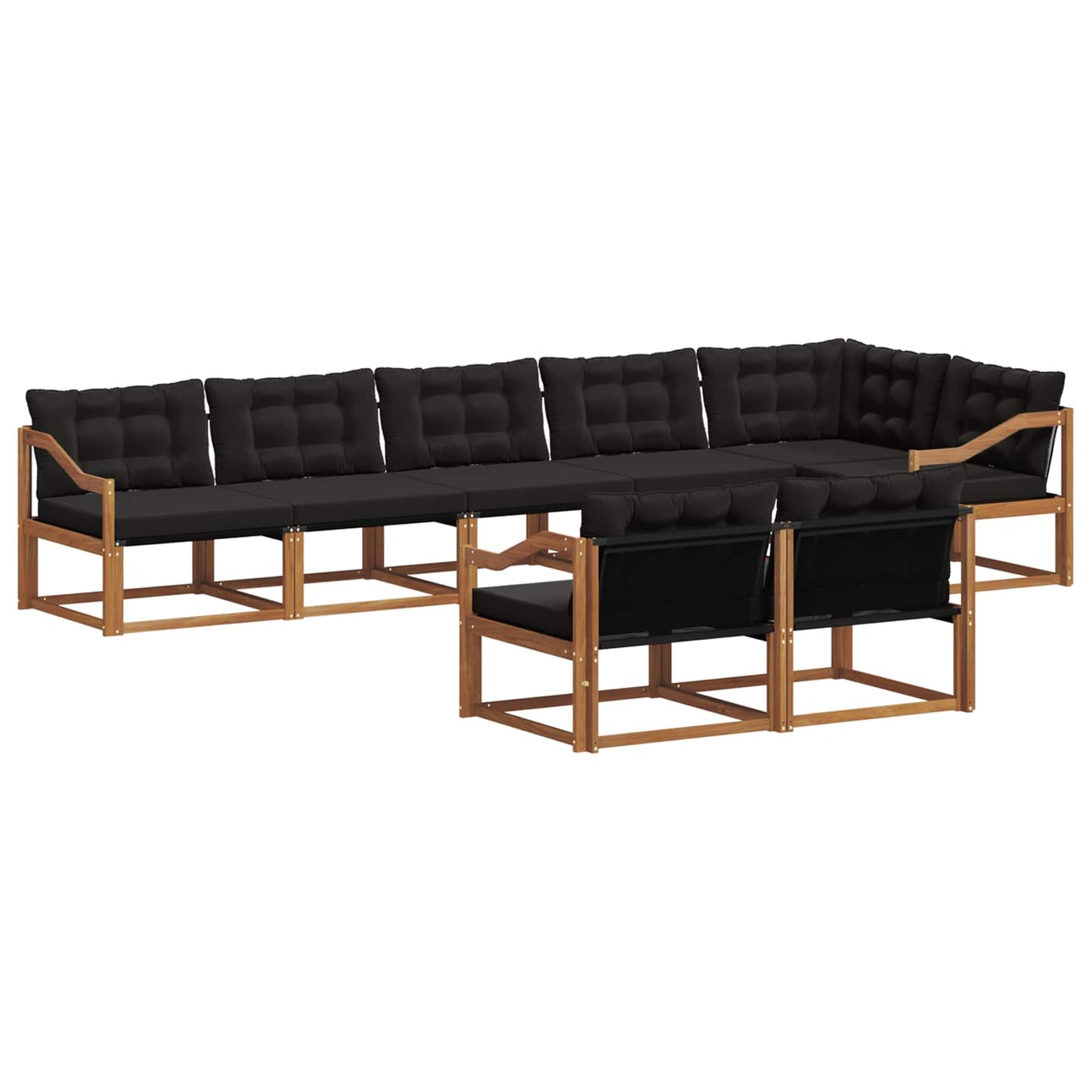 vidaXL Σειρά Καναπέ Εξωτερικού με μαξιλάρι 8 pcs Φυσικό και Μαύρο