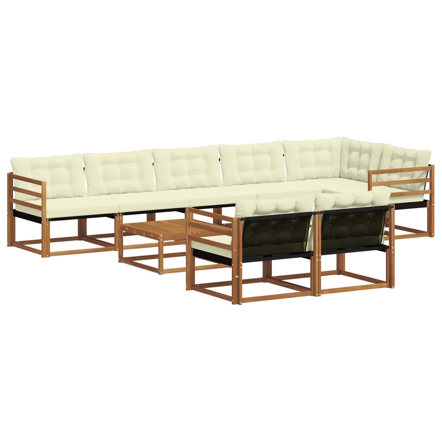 vidaXL Σειρά Καναπέ Εξωτερικού με μαξιλάρι 9 pcs Φυσικό και Κρέμα