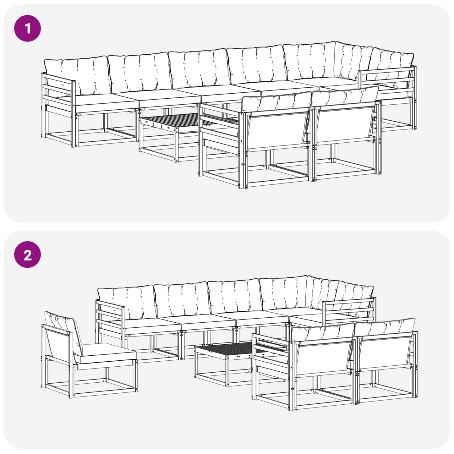 vidaXL Σειρά Καναπέ Εξωτερικού με μαξιλάρι 9 pcs Φυσικό και Κρέμα