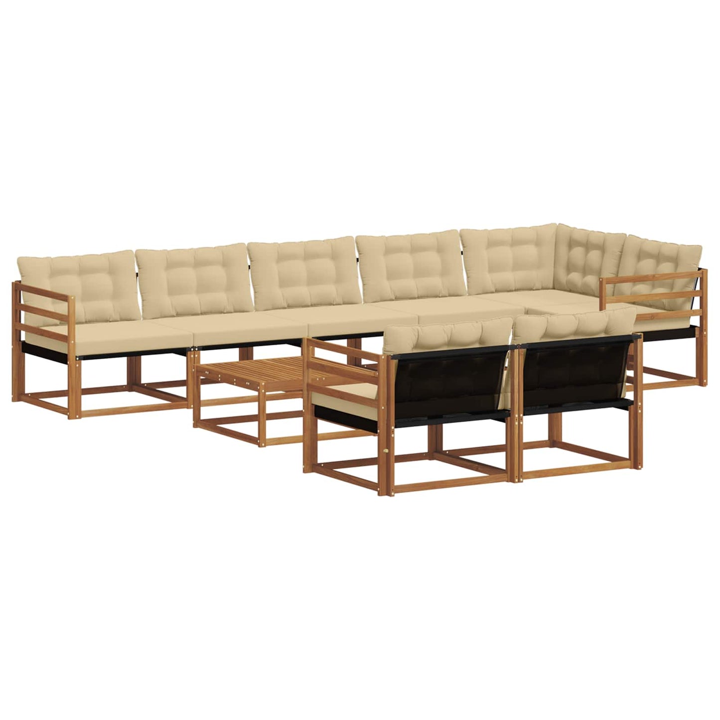 vidaXL Σειρά Καναπέ Εξωτερικού με μαξιλάρι 9 pcs Φυσικό και Μπεζ