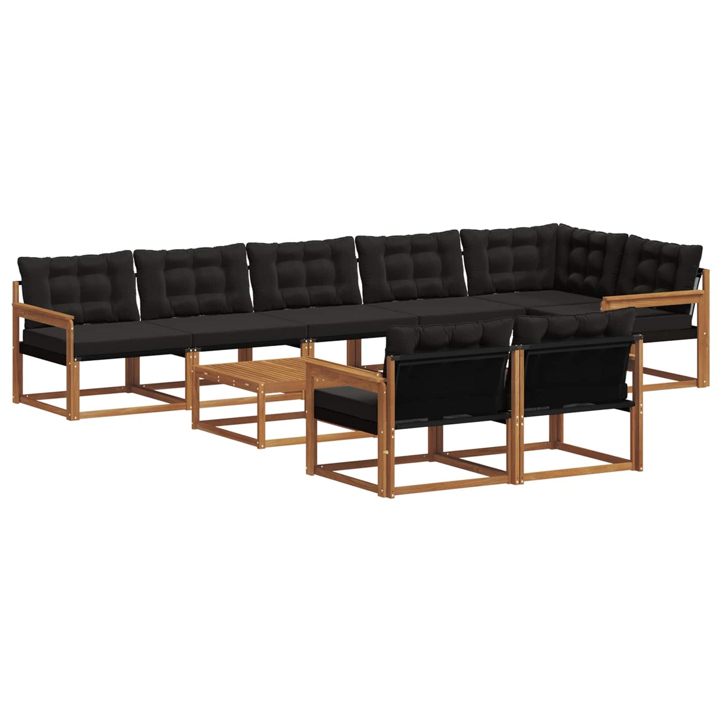 vidaXL Σειρά Καναπέ Εξωτερικού με μαξιλάρι 9 pcs Φυσικό και Μαύρο