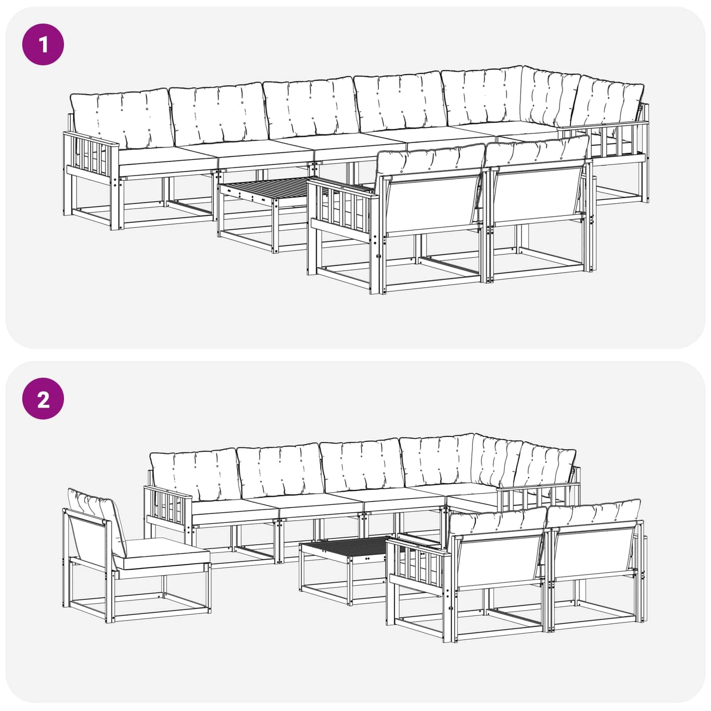 vidaXL Σειρά Καναπέ Εξωτερικού με μαξιλάρι 9 pcs Φυσικό και Κρέμα