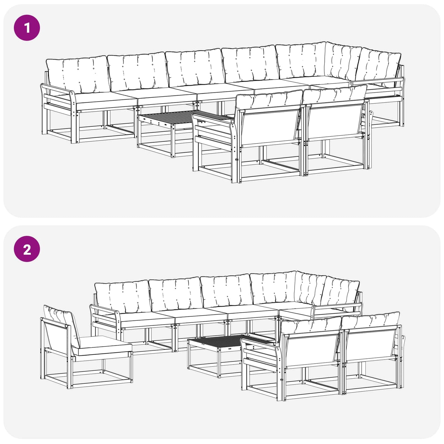 vidaXL Σειρά Καναπέ Εξωτερικού με μαξιλάρι 9 pcs Φυσικό και Κρέμα