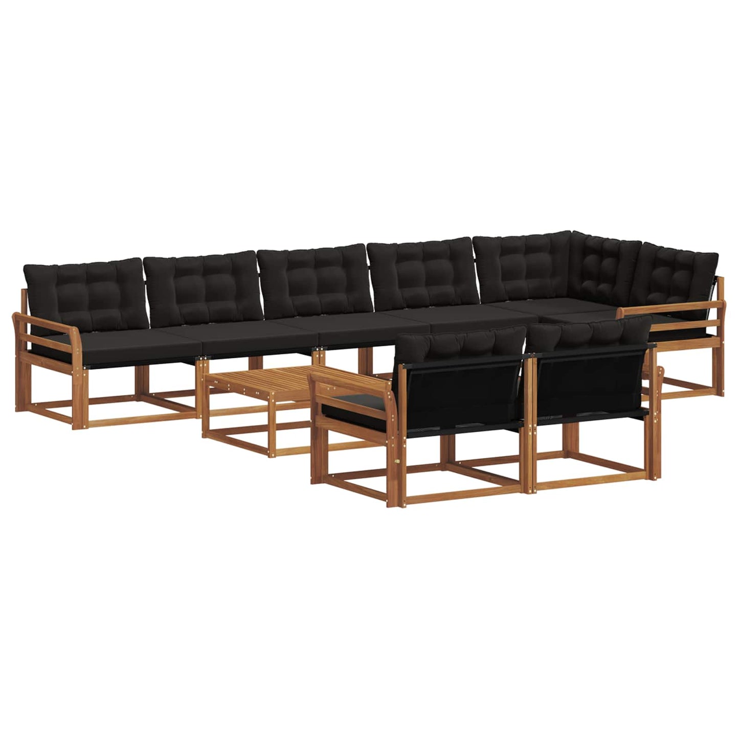 vidaXL Σειρά Καναπέ Εξωτερικού με μαξιλάρι 9 pcs Φυσικό και Μαύρο