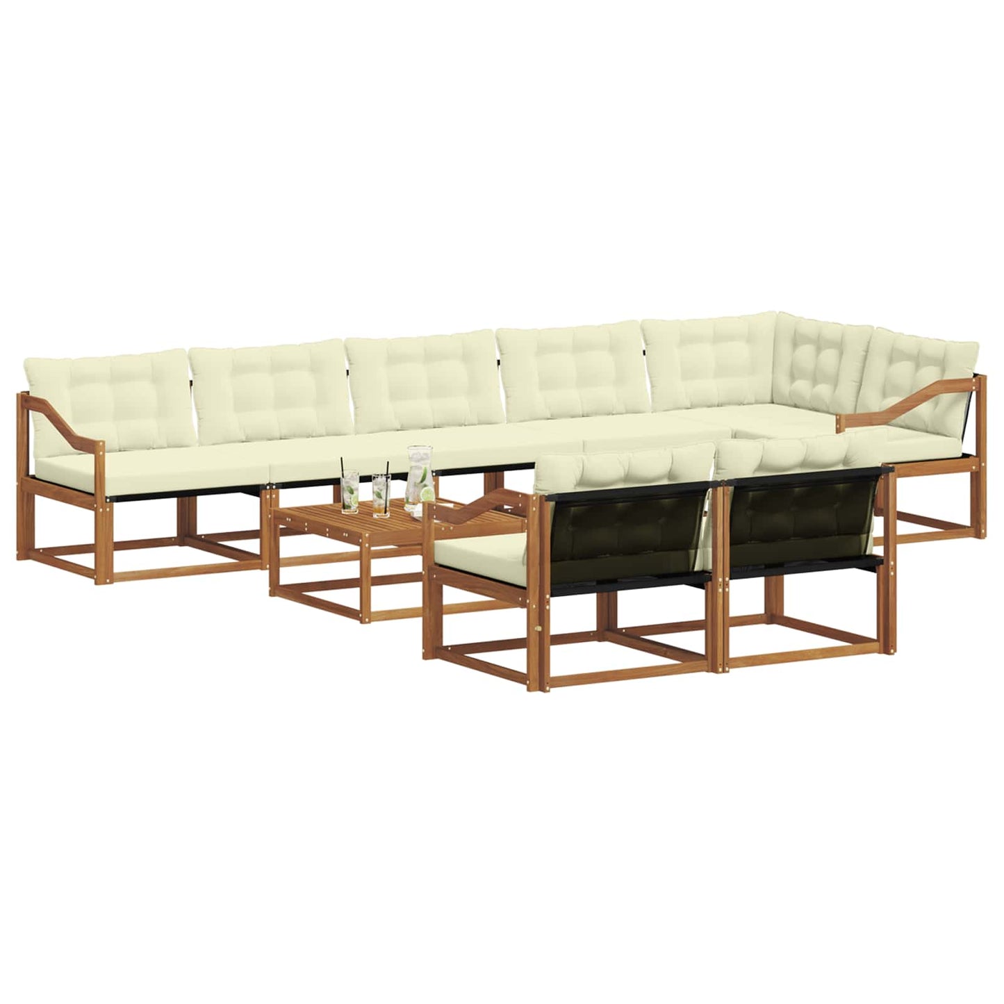vidaXL Σειρά Καναπέ Εξωτερικού με μαξιλάρι 9 pcs Φυσικό και Κρέμα