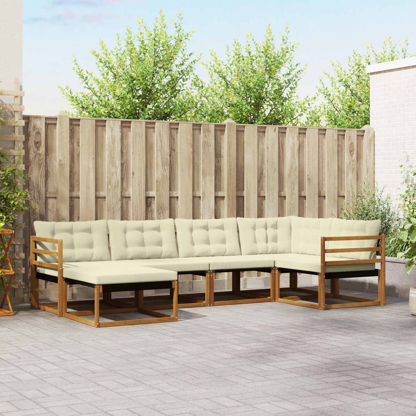 vidaXL Σειρά Καναπέ Εξωτερικού με μαξιλάρι 18 pcs Φυσικό και Κρέμα