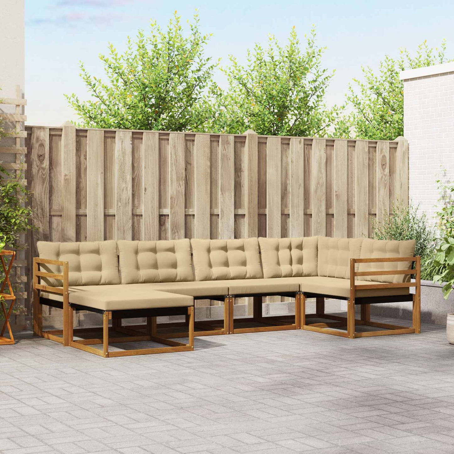 vidaXL Σειρά Καναπέ Εξωτερικού με μαξιλάρι 18 pcs Φυσικό και Μπεζ