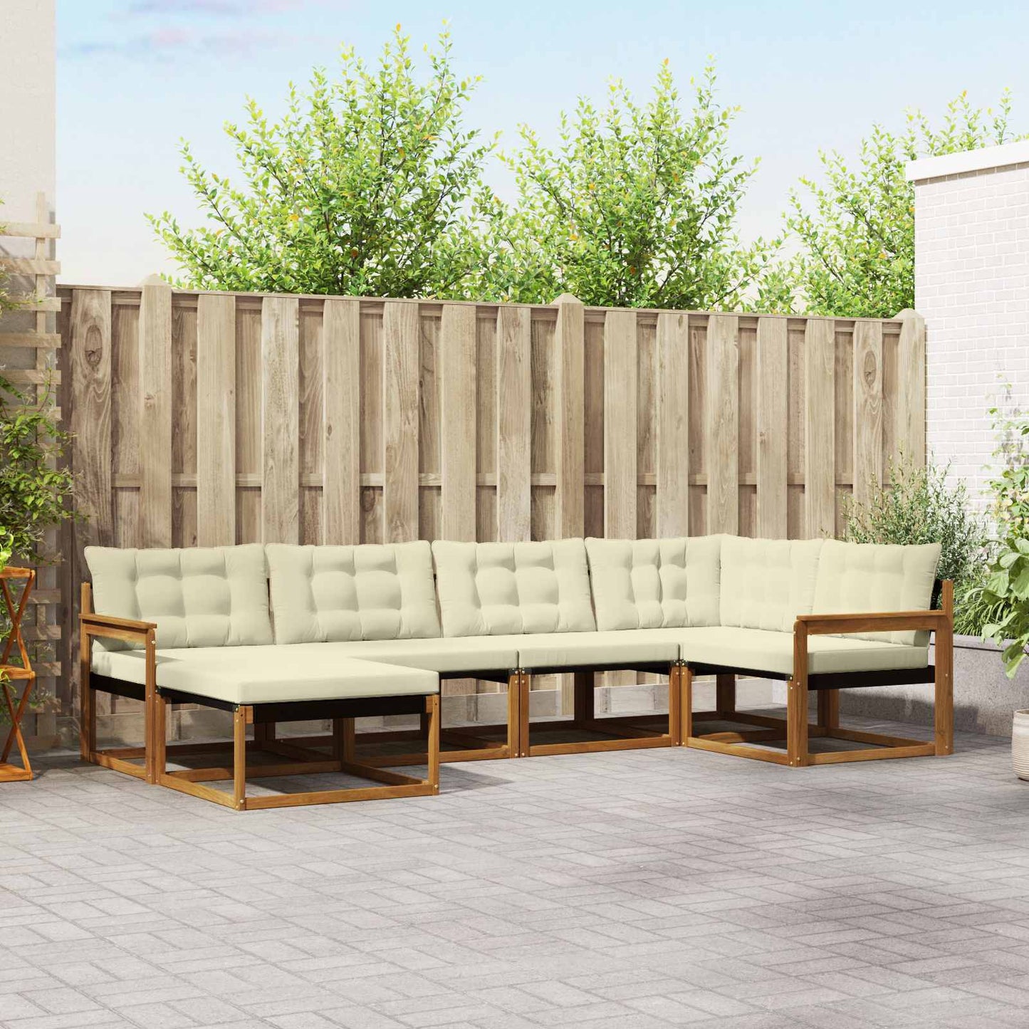 vidaXL Σειρά Καναπέ Εξωτερικού με μαξιλάρι 18 pcs Φυσικό και Κρέμα