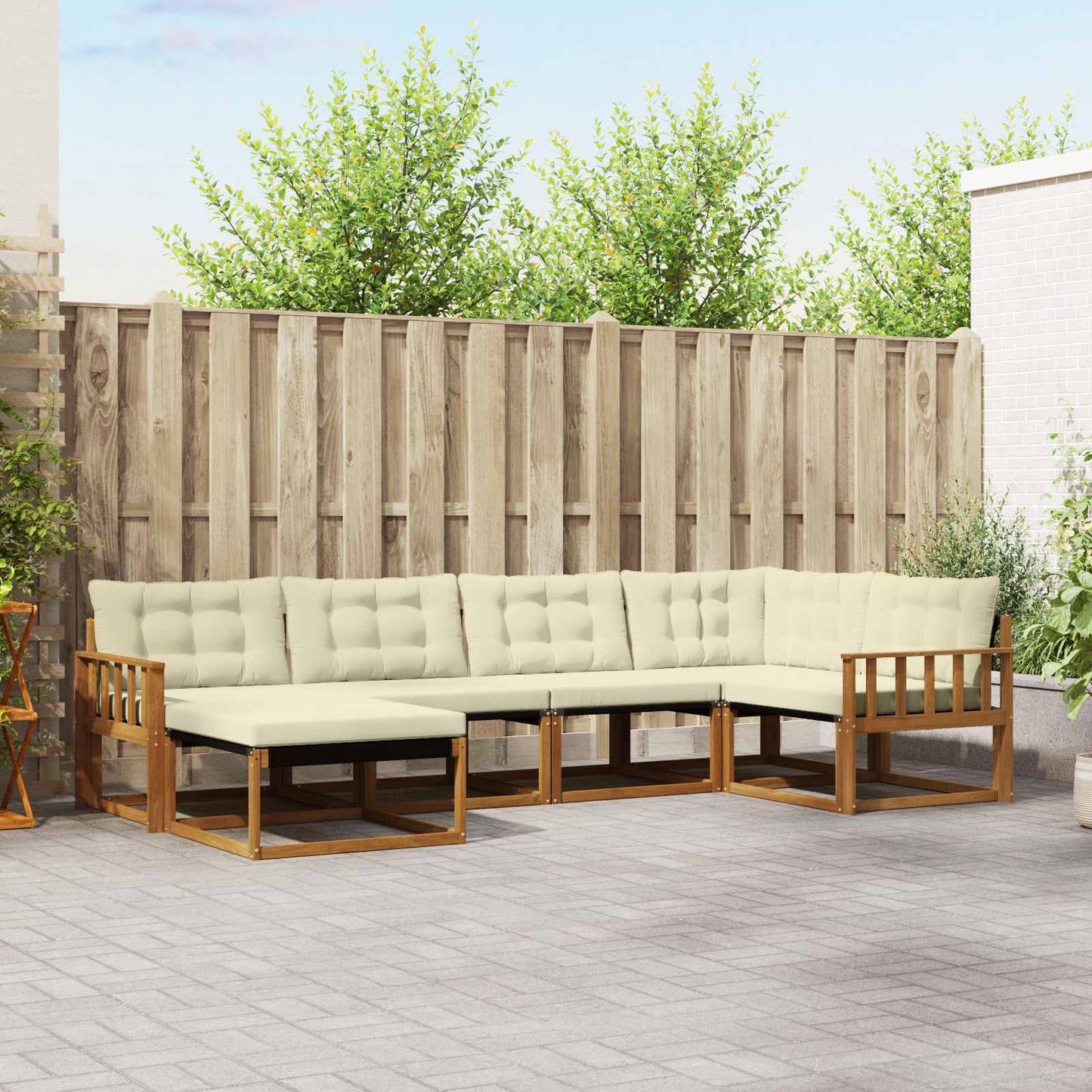 vidaXL Σειρά Καναπέ Εξωτερικού με μαξιλάρι 18 pcs Φυσικό και Κρέμα