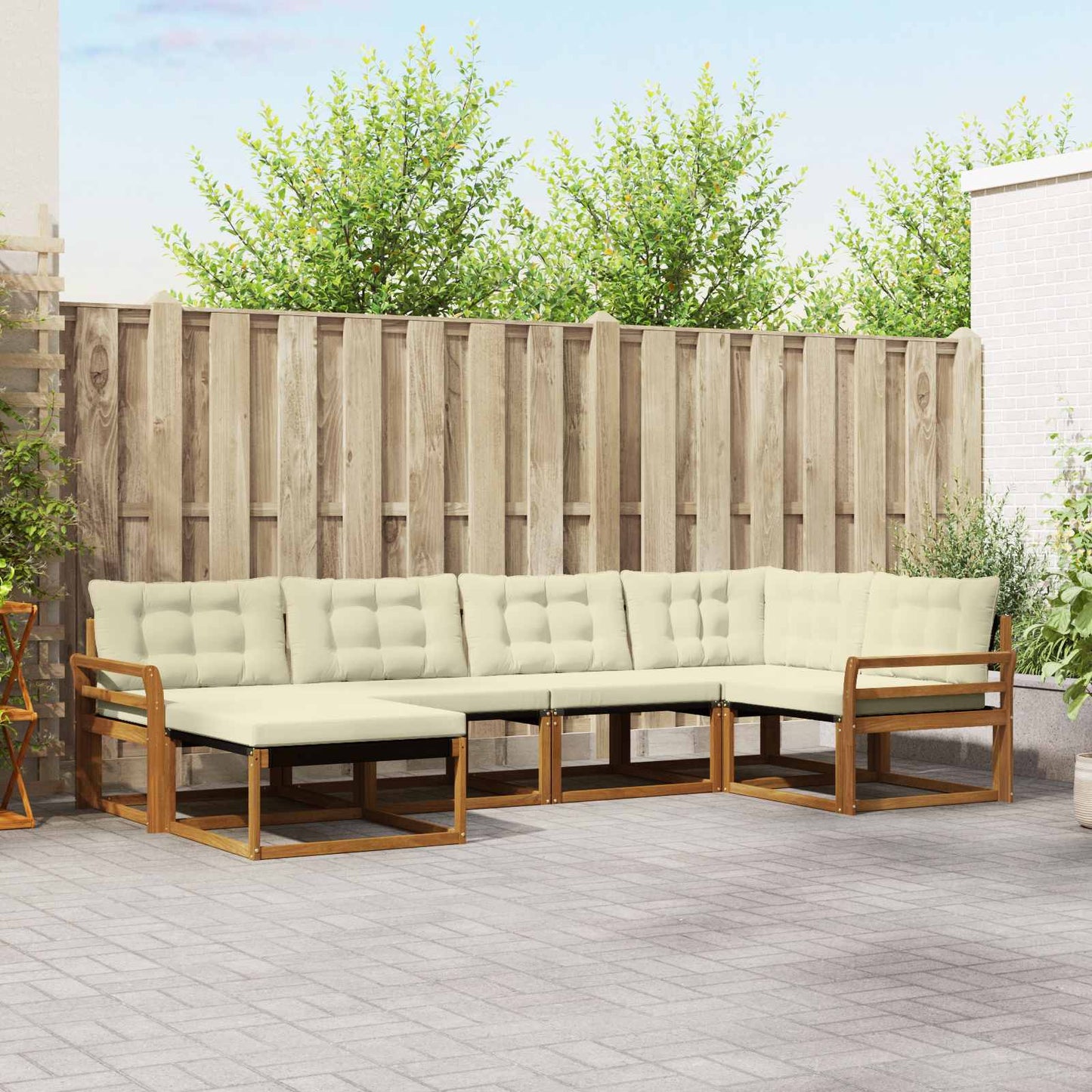 vidaXL Σειρά Καναπέ Εξωτερικού με μαξιλάρι 18 pcs Φυσικό και Κρέμα