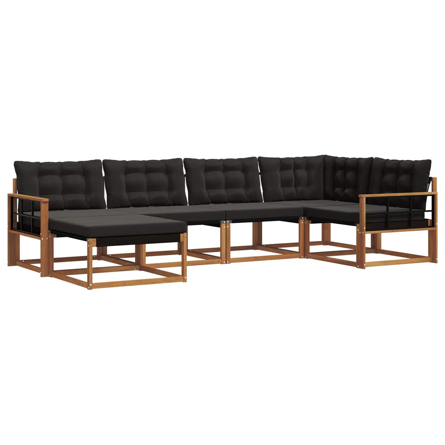vidaXL Σειρά Καναπέ Εξωτερικού με μαξιλάρι 18 pcs Φυσικό και Μαύρο