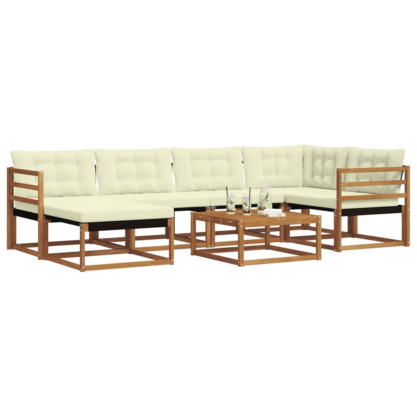 vidaXL Σειρά Καναπέ Εξωτερικού με μαξιλάρι 19 pcs Φυσικό και Κρέμα