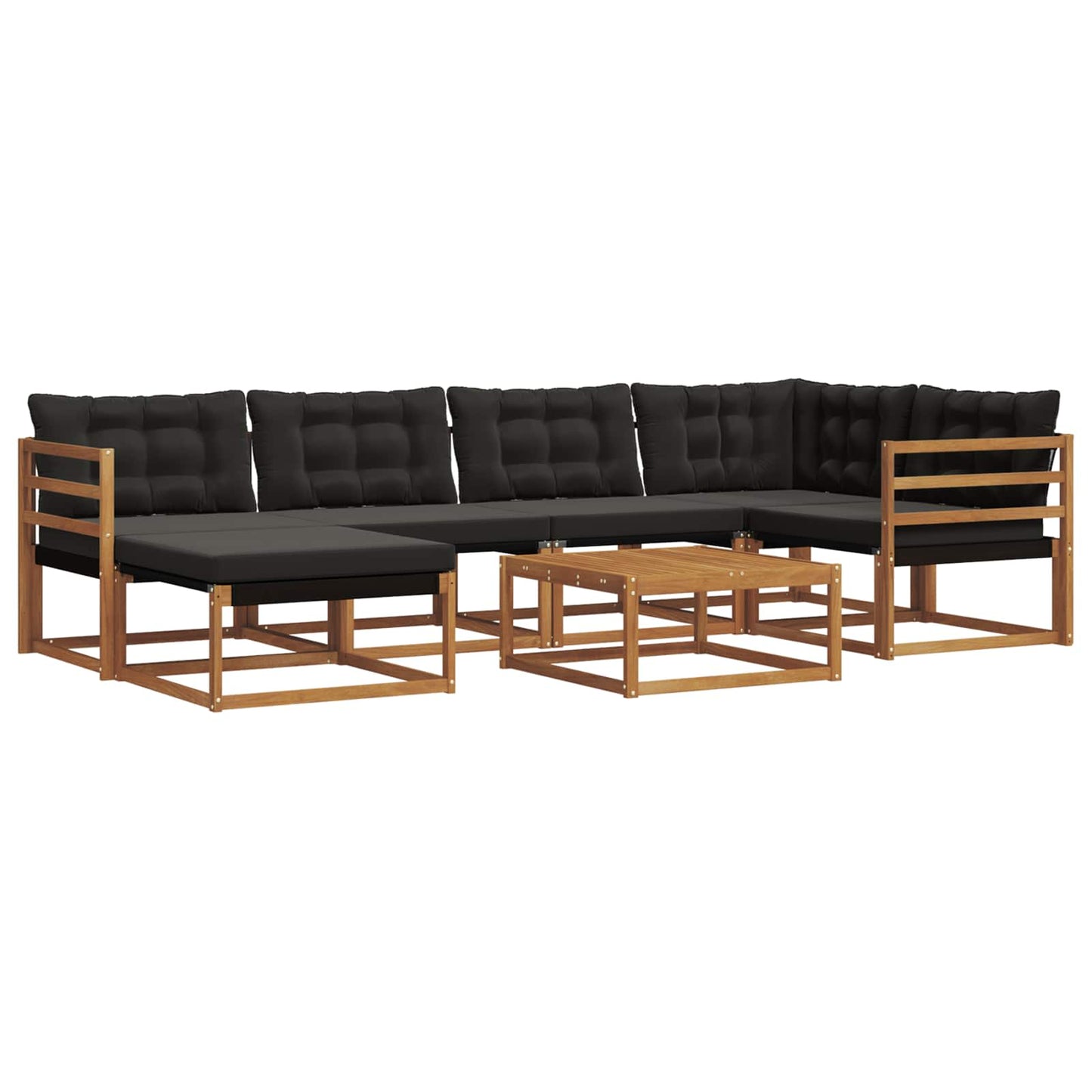 vidaXL Σειρά Καναπέ Εξωτερικού με μαξιλάρι 19 pcs Φυσικό και Μαύρο
