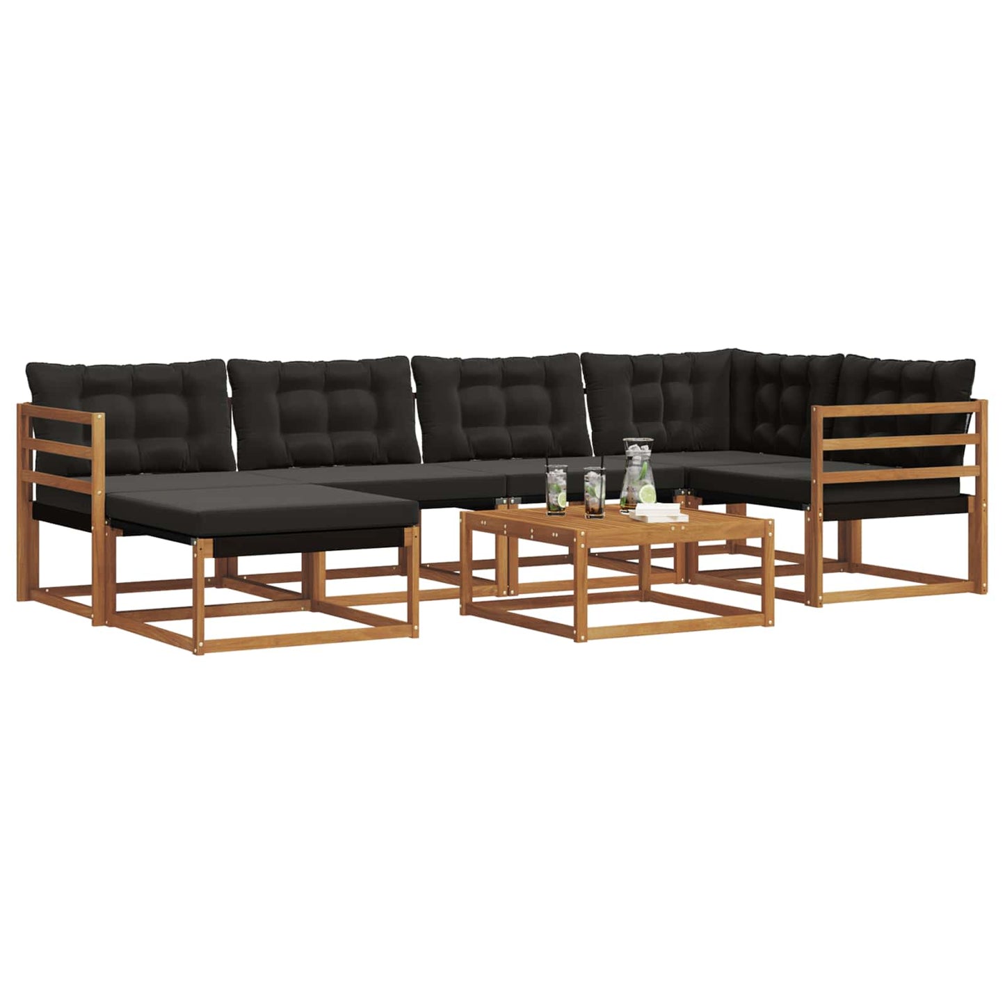 vidaXL Σειρά Καναπέ Εξωτερικού με μαξιλάρι 19 pcs Φυσικό και Μαύρο