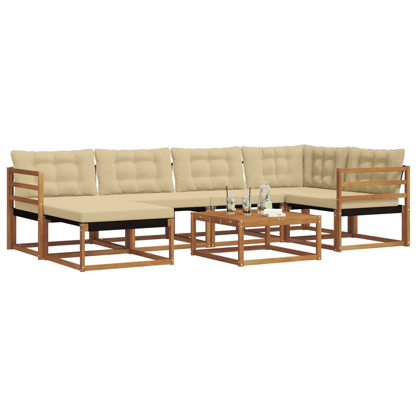 vidaXL Σειρά Καναπέ Εξωτερικού με μαξιλάρι 19 pcs Φυσικό και Μπεζ