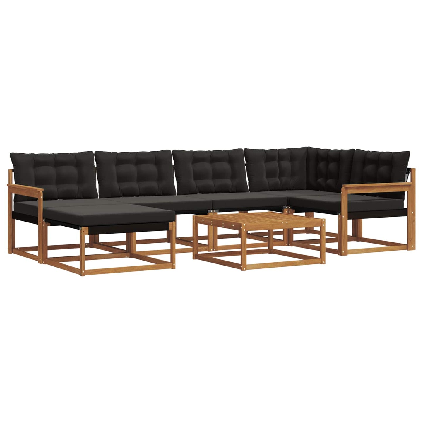 vidaXL Σειρά Καναπέ Εξωτερικού με μαξιλάρι 19 pcs Φυσικό και Μαύρο