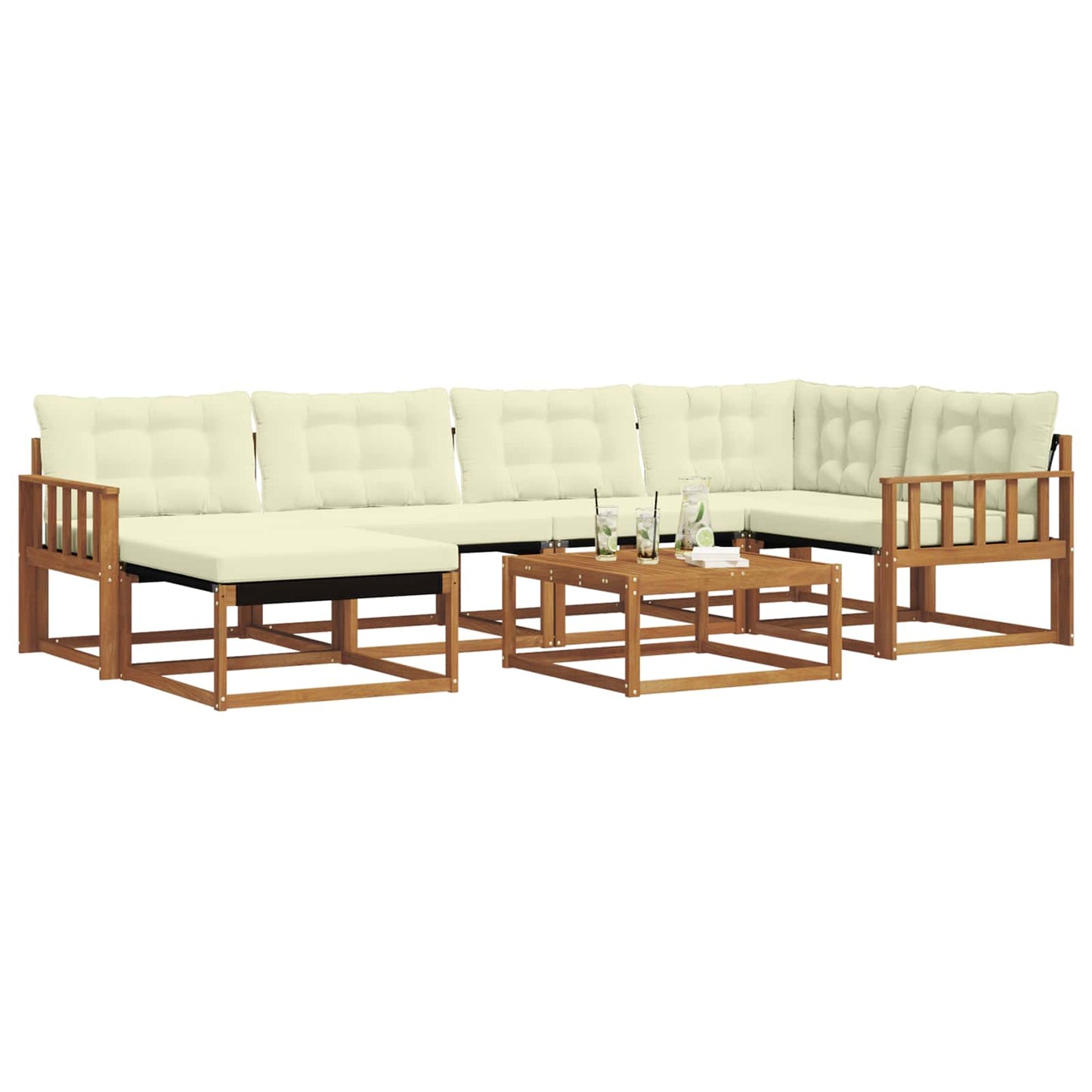 vidaXL Σειρά Καναπέ Εξωτερικού με μαξιλάρι 19 pcs Φυσικό και Κρέμα