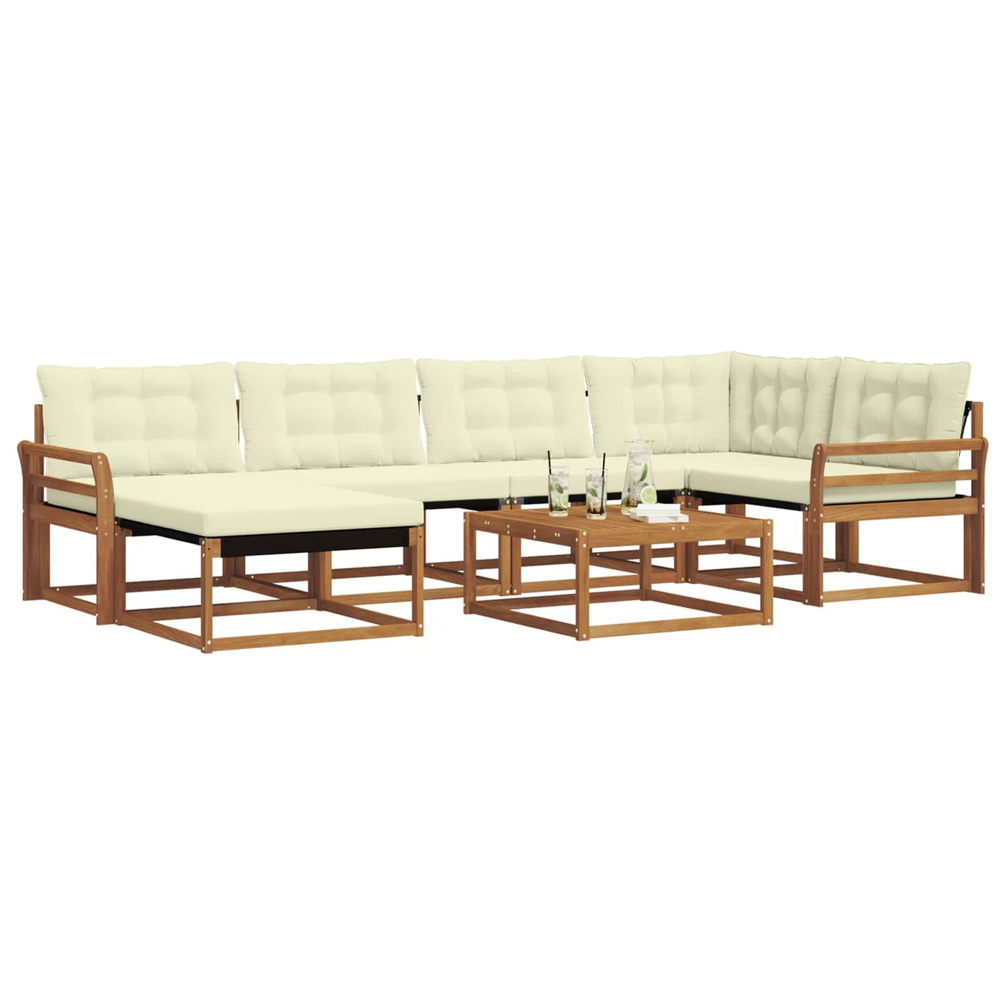 vidaXL Σειρά Καναπέ Εξωτερικού με μαξιλάρι 19 pcs Φυσικό και Κρέμα