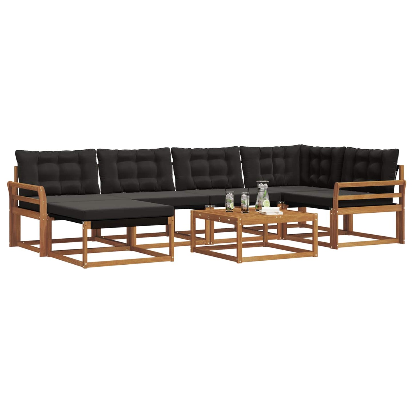 vidaXL Σειρά Καναπέ Εξωτερικού με μαξιλάρι 19 pcs Φυσικό και Μαύρο
