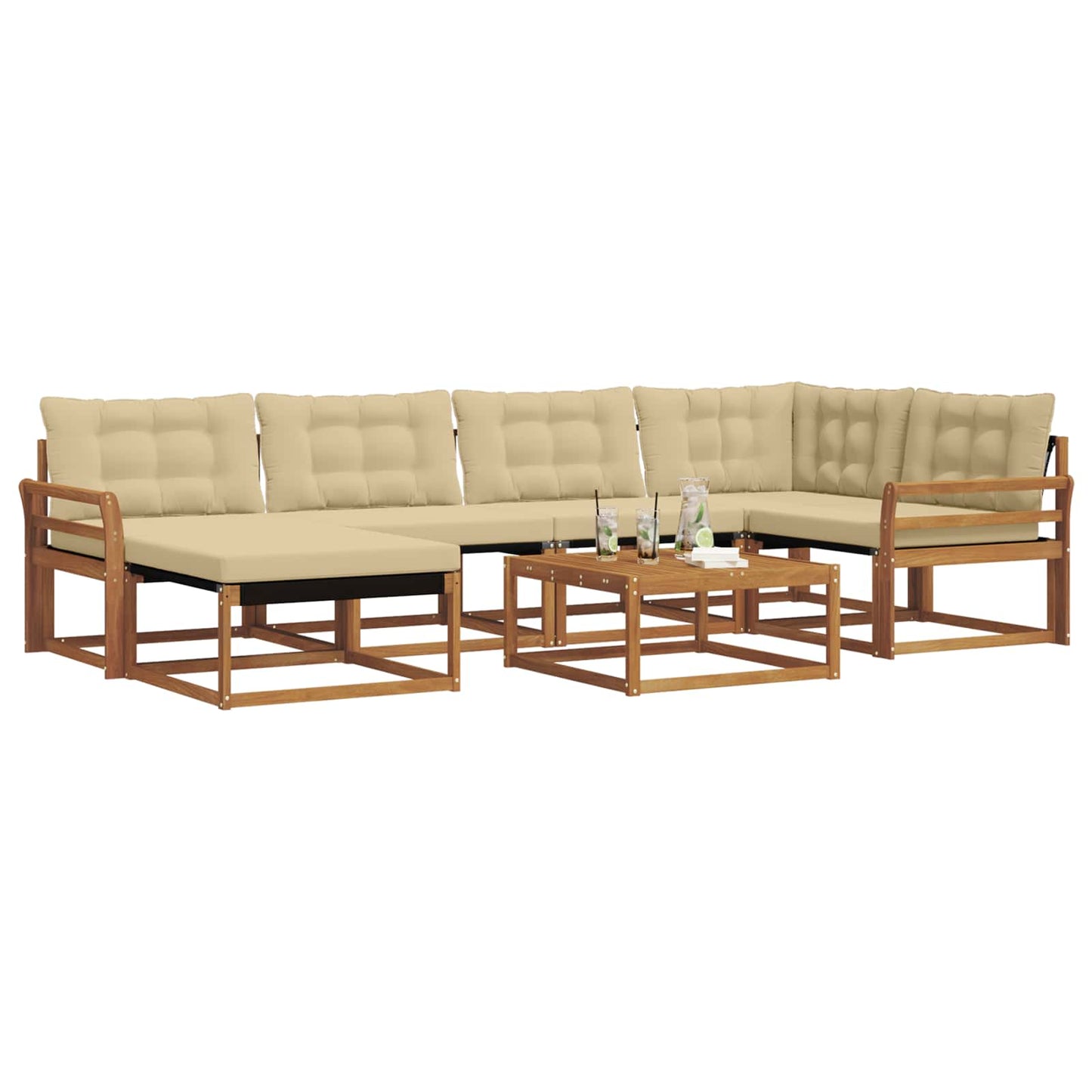 vidaXL Σειρά Καναπέ Εξωτερικού με μαξιλάρι 19 pcs Φυσικό και Μπεζ