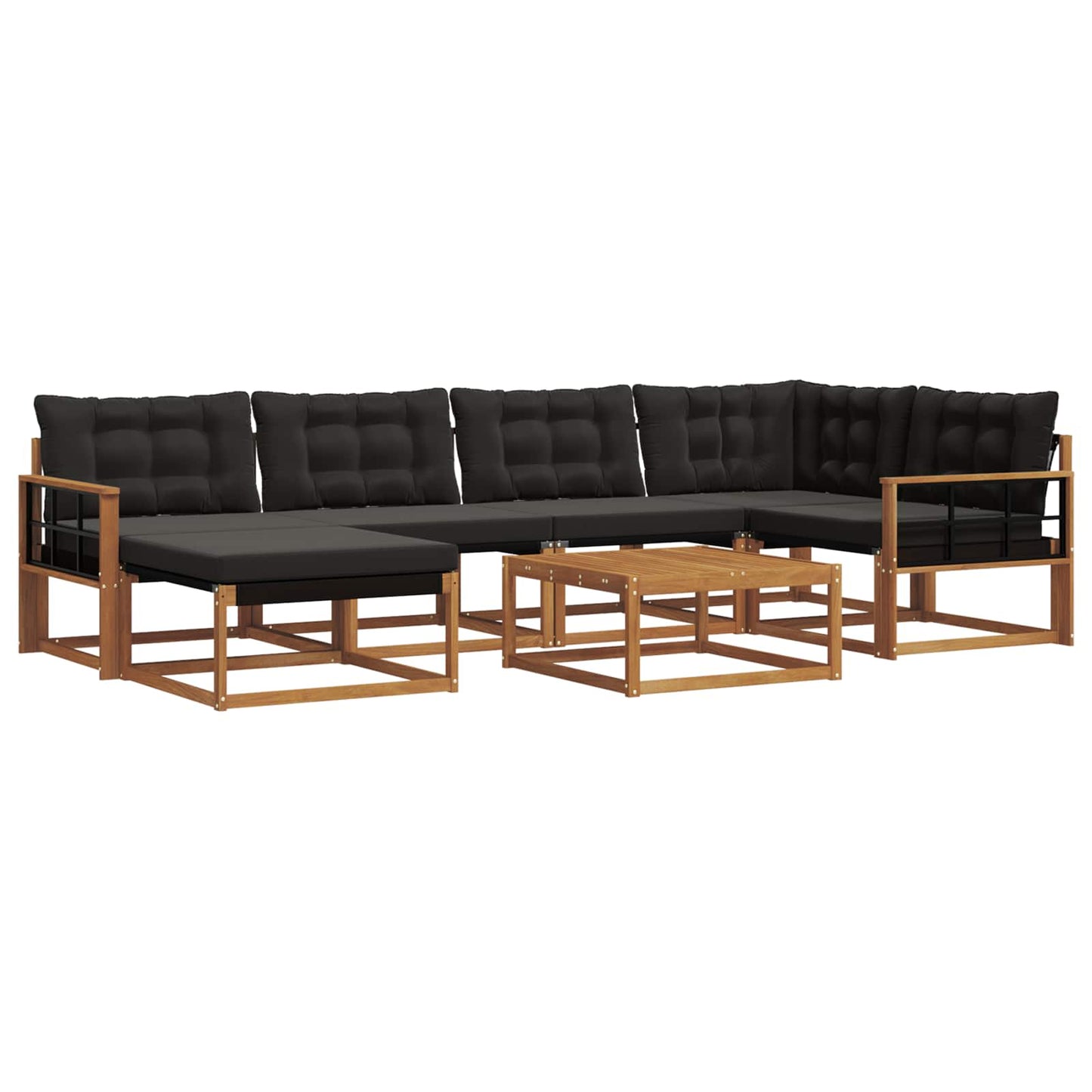vidaXL Σειρά Καναπέ Εξωτερικού με μαξιλάρι 19 pcs Φυσικό και Μαύρο