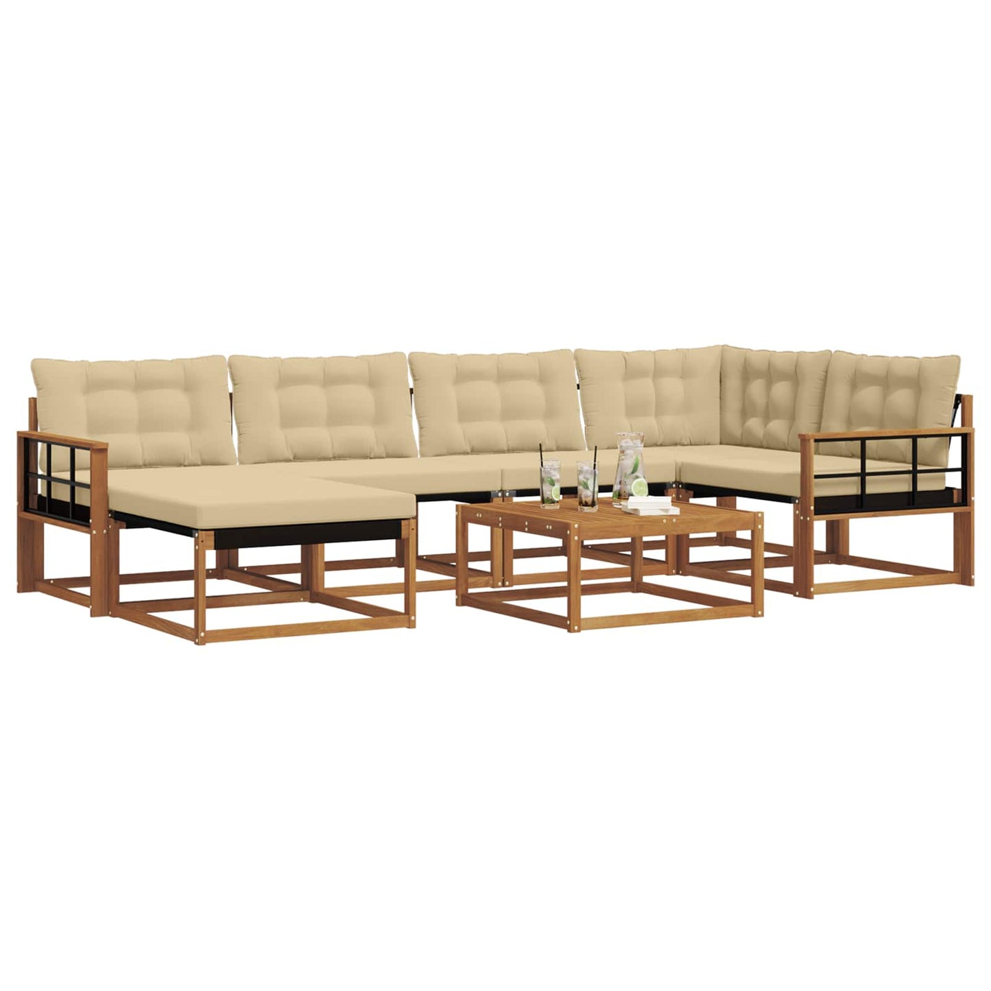 vidaXL Σειρά Καναπέ Εξωτερικού με μαξιλάρι 19 pcs Φυσικό και Μπεζ