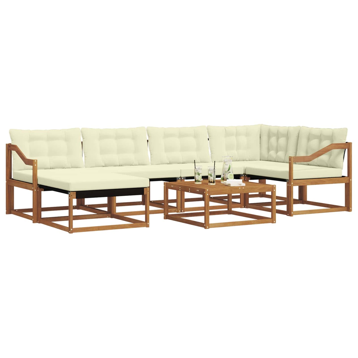 vidaXL Σειρά Καναπέ Εξωτερικού με μαξιλάρι 19 pcs Φυσικό και Κρέμα