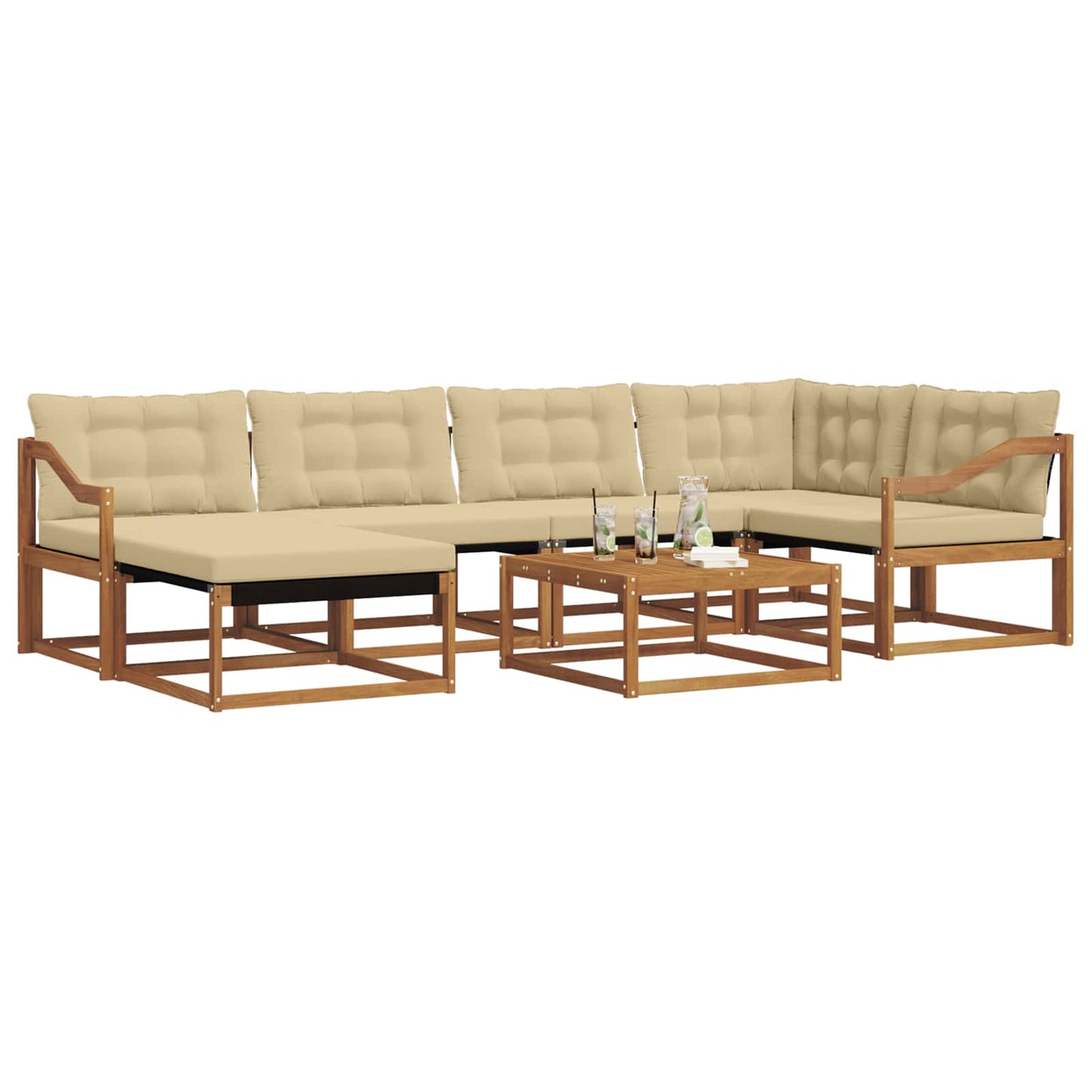 vidaXL Σειρά Καναπέ Εξωτερικού με μαξιλάρι 19 pcs Φυσικό και Μπεζ