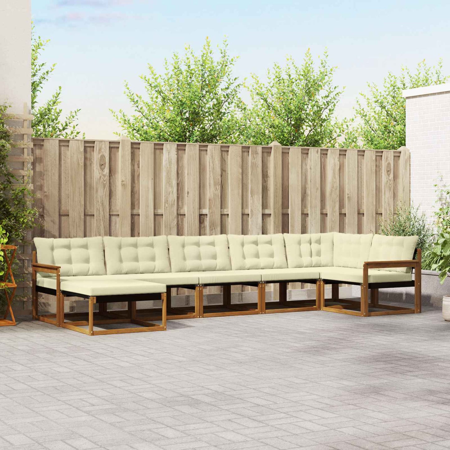 vidaXL Σειρά Καναπέ Εξωτερικού με μαξιλάρι 21 pcs Φυσικό και Κρέμα