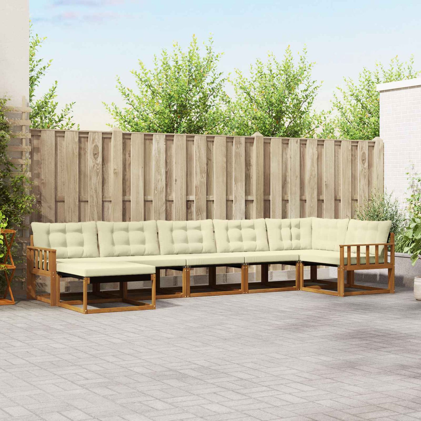 vidaXL Σειρά Καναπέ Εξωτερικού με μαξιλάρι 21 pcs Φυσικό και Κρέμα