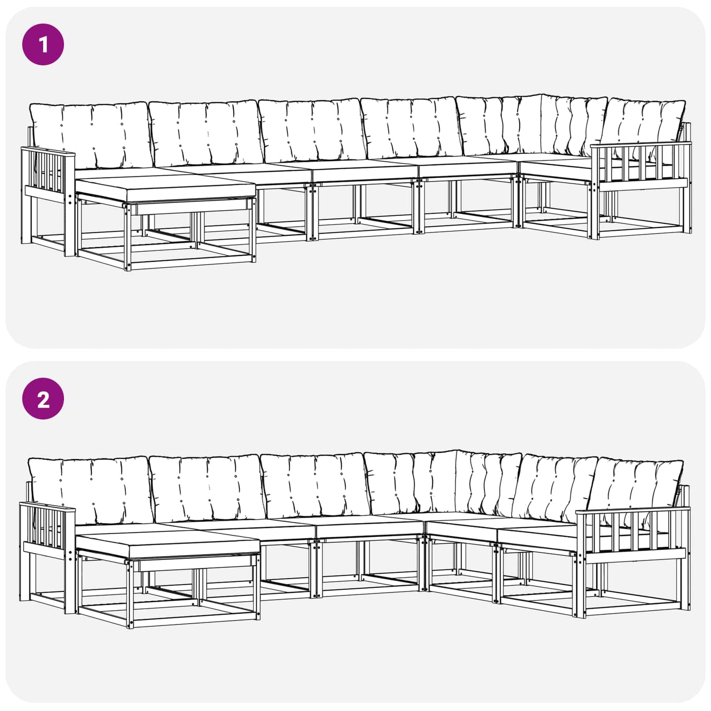 vidaXL Σειρά Καναπέ Εξωτερικού με μαξιλάρι 21 pcs Φυσικό και Μαύρο