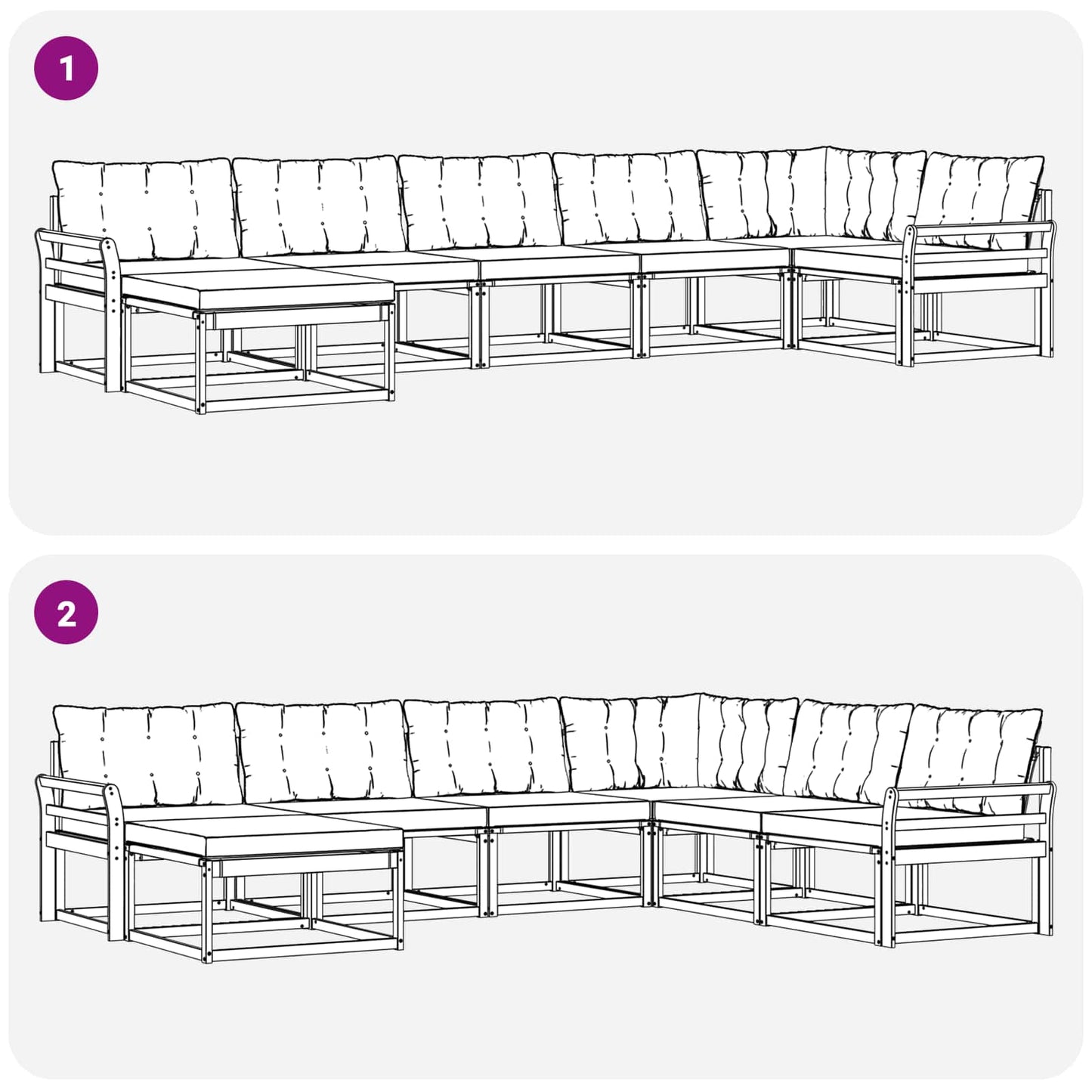 vidaXL Σειρά Καναπέ Εξωτερικού με μαξιλάρι 21 pcs Φυσικό και Μαύρο