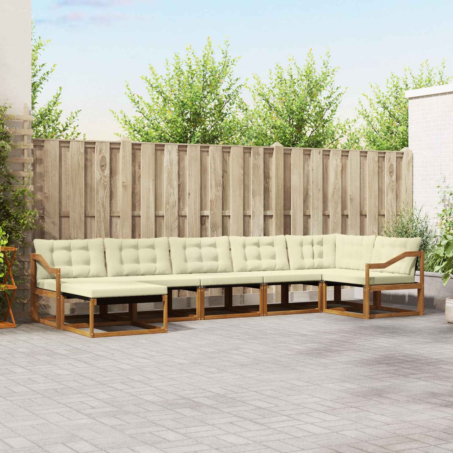 vidaXL Σειρά Καναπέ Εξωτερικού με μαξιλάρι 21 pcs Φυσικό και Κρέμα